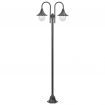 Garden Post Light E27 220 cm Aluminium 2-Lantern Bronze