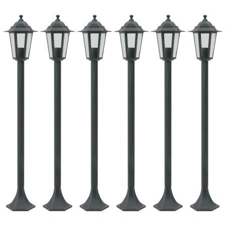 Garden Post Lights 6 pcs E27 110 cm Aluminium Dark Green