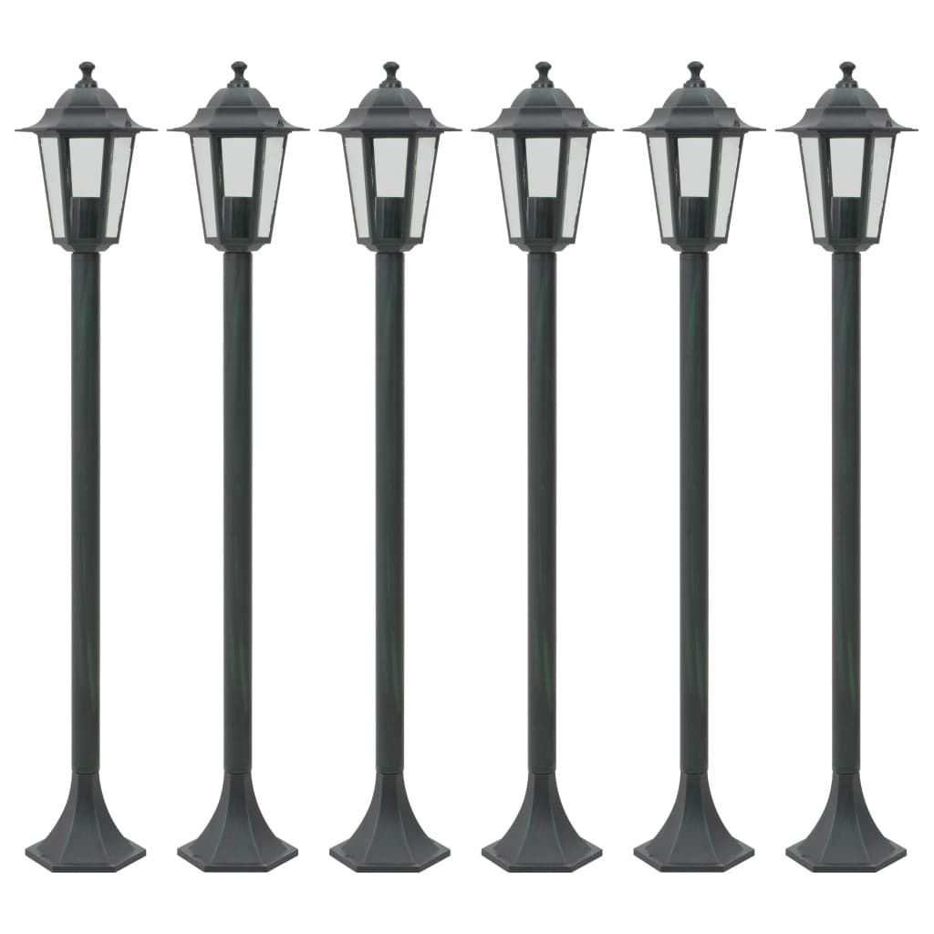 Garden Post Lights 6 pcs E27 110 cm Aluminium Dark Green