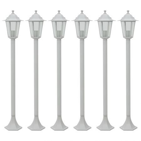Garden Post Lights 6 pcs E27 110 cm Aluminium White | Crazy Sales