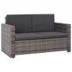 2 Piece Garden Lounge Set with Cushions Poly Rattan Grey