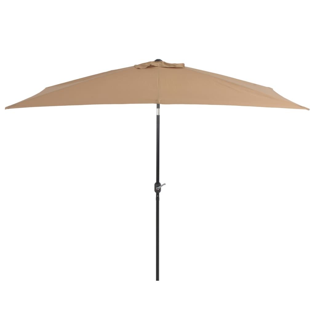 Outdoor Parasol with Metal Pole 300x200 cm Taupe