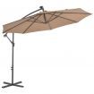 Cantilever Umbrella with LED Lights and Steel Pole 300 cm Taupe