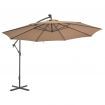 Cantilever Umbrella with LED Lights and Metal Pole 350 cm Taupe
