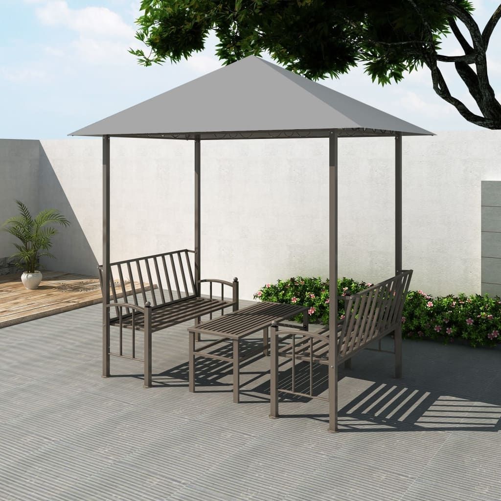 Garden Pavilion with Table and Benches 2.5x1.5x2.4 m Anthracite