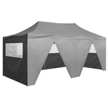 Folding Pop-up Party Tent with Sidewalls 3x6 m Anthracite