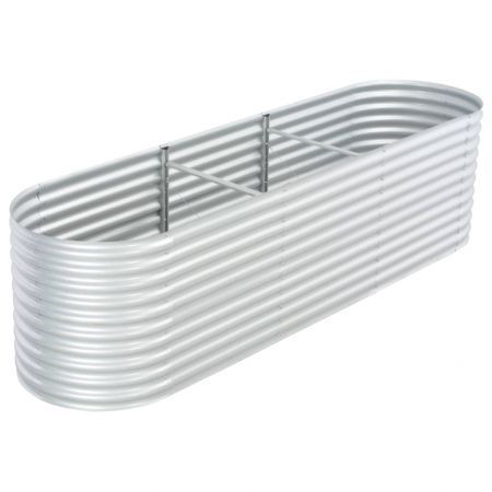 Garden Planter 320x80x81 cm Galvanised Steel Silver