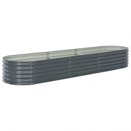 Garden Planter 320x80x44 cm Galvanised Steel Grey