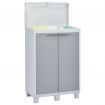 Garden Dustbin with 3 Bags Light Grey 65x38x102 cm