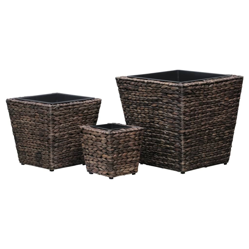 Garden Planters 3 pcs Water Hyacinth Brown