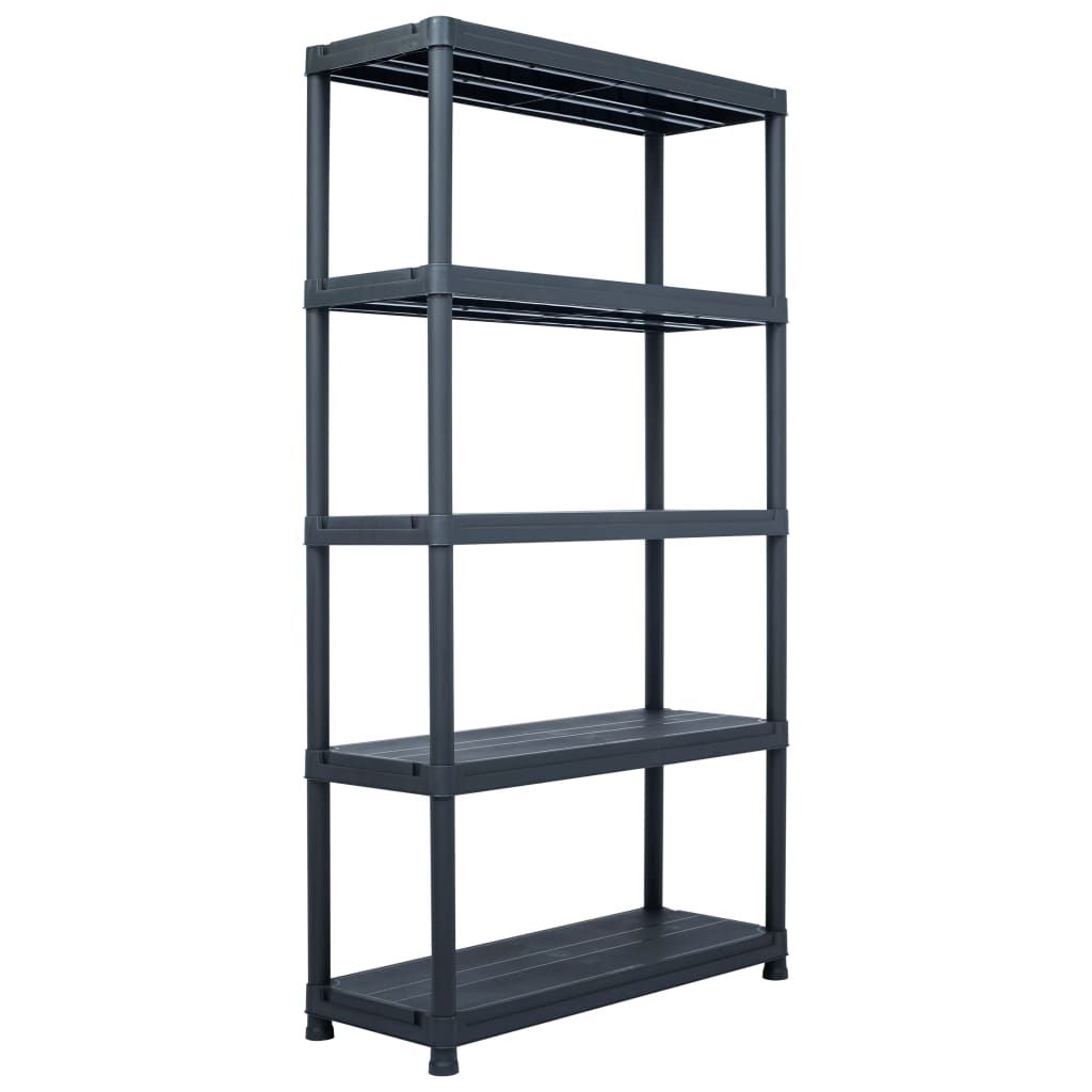 Storage Shelving 5-tier Plastic Shelf Rack 180 cm Height Black