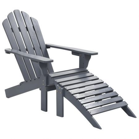 Garden Chair with Ottoman Wood Grey | Crazy Sales