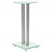 Speaker Stands 2 pcs Tempered Glass 2 Pillars Design Silver