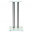 Speaker Stands 2 pcs Tempered Glass 2 Pillars Design Silver