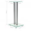 Speaker Stands 2 pcs Tempered Glass 2 Pillars Design Silver