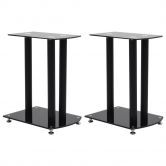 Aluminum Speaker Stands 2 pcs Black Safety Glass