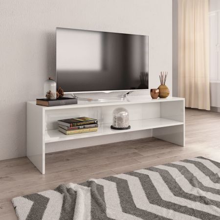 TV Cabinet High Gloss White 120x40x40 cm Chipboard