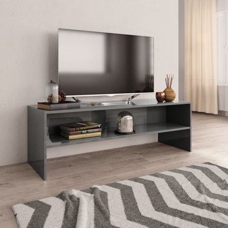 TV Cabinet High Gloss Grey 120x40x40 cm Chipboard