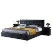 Leather Bed Frame Double with Storage Black