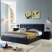 Leather Bed Frame Double with Storage Black