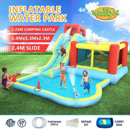 All In 1 Inflatable Water Park Water Slide Cannon Climbing Bouncer Castle