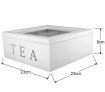 Wooden Tea Storage Box Container with Glass Top - 9 Compartments - White[QD800W]