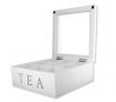 Wooden Tea Storage Box Container with Glass Top - 9 Compartments - White[QD800W]