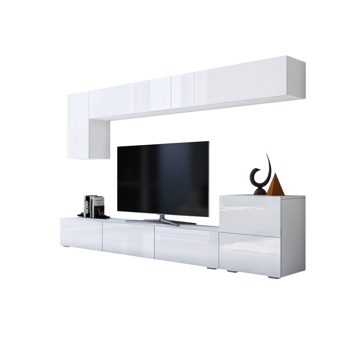 Wall Hanging TV Bench Set High Gloss Front White Crazy Sales
