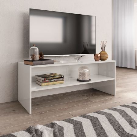 TV Cabinet High Gloss White 100x40x40 cm Chipboard