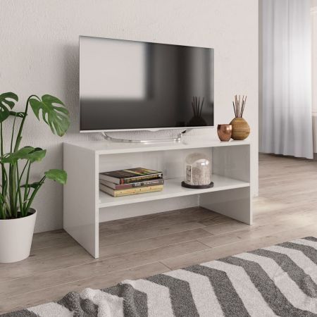 TV Cabinet High Gloss White 80x40x40 cm Chipboard