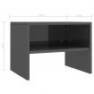 Bedside Cabinet High Gloss Grey 40x30x30 cm Chipboard