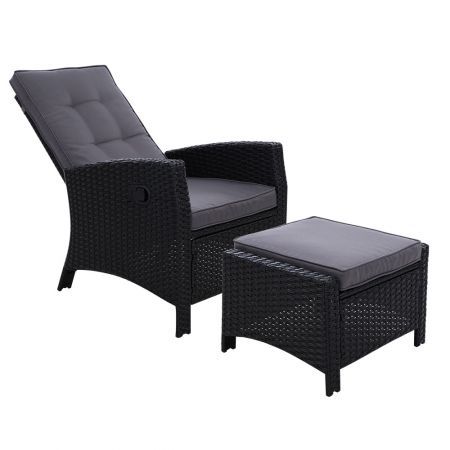 Sun Lounge Recliner Chair Wicker, Oversized Patio Chairs With Ottoman Beds