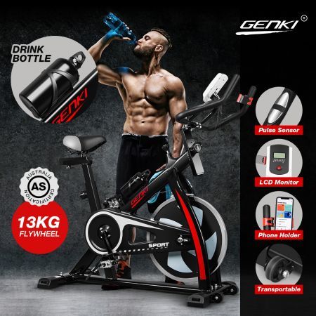 Genki Stationary Spin Bike Exercise Home Gym Fitness Flywheel Cycling Workout 