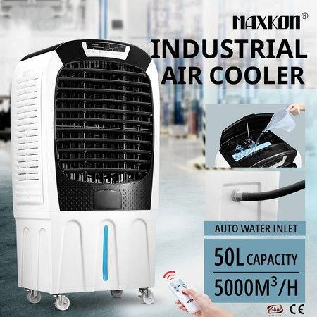 50L Evaporative Air Cooler Industrial Air Conditioner Humidifier Cooling Fan Remote Control