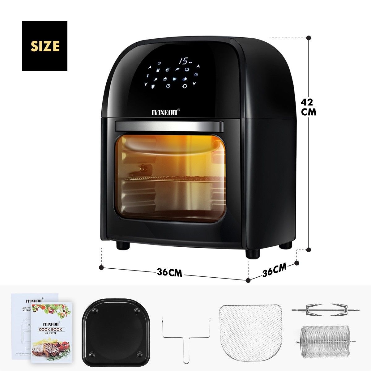 Maxkon Air Fryer Cooker Convection Oven Small Oven 12L With Bonus ...