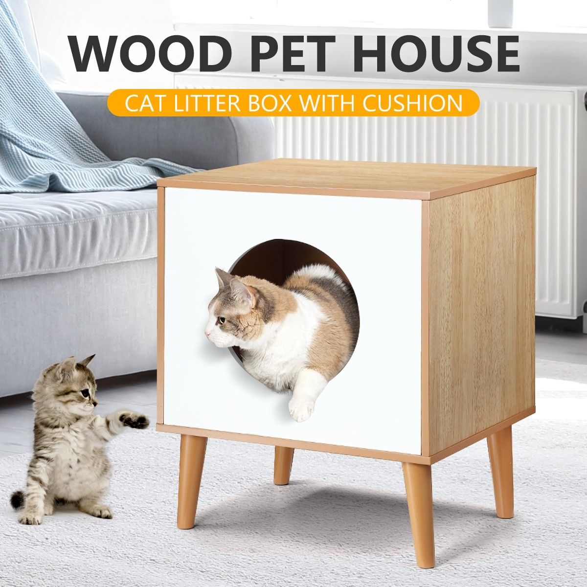 Petscene Hidden Kitty Litter Box Enclosure Cat Dog House