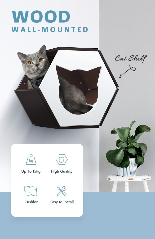 Cat Shelf Wall Mounted Wood Pet Cat House Box Perch Shelves Cat Furniture Toy Ebay