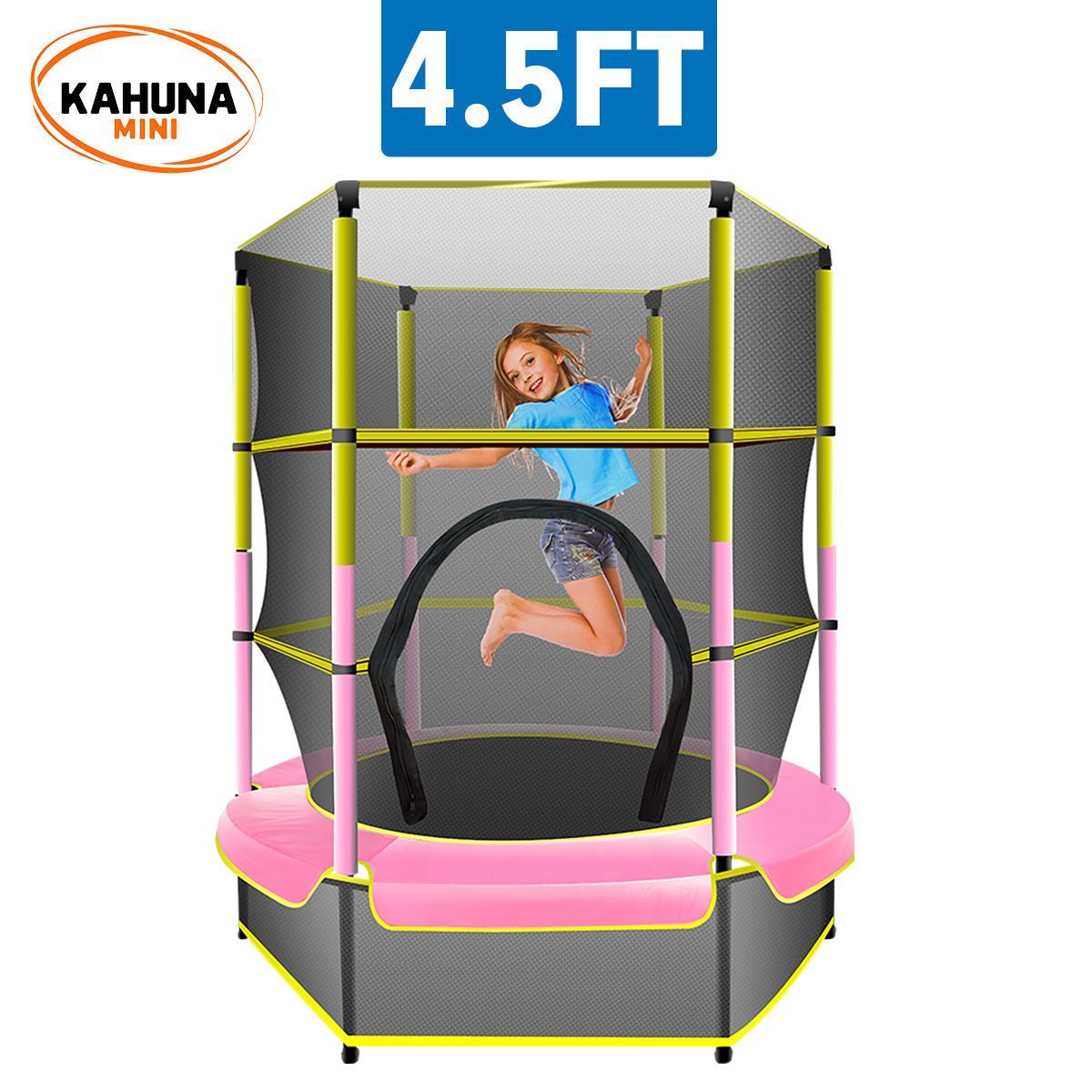 Kahuna Mini 4.5 ft Trampoline - Yellow Pink