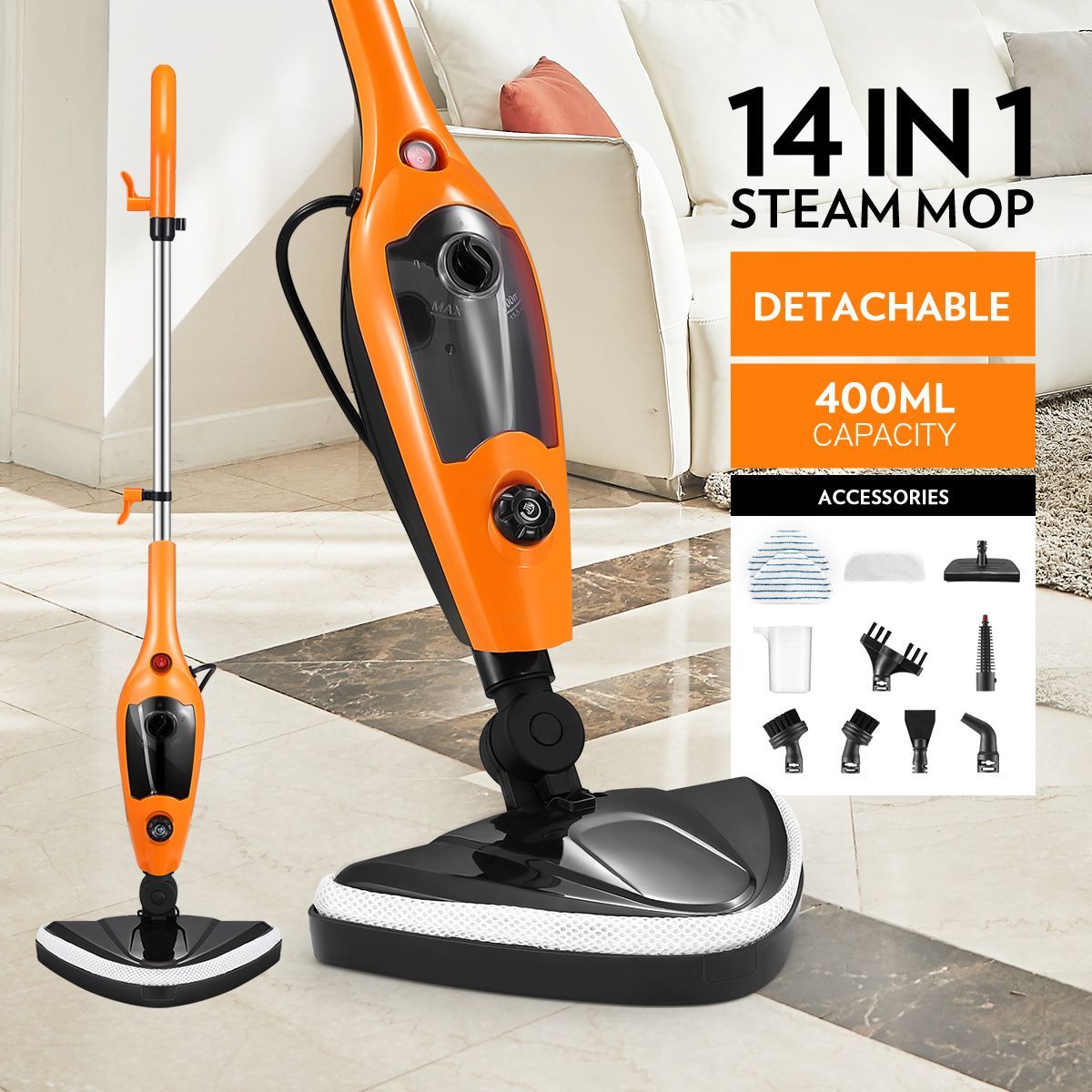 14-in-1 Steam Mop Handheld Steamer with Accessories