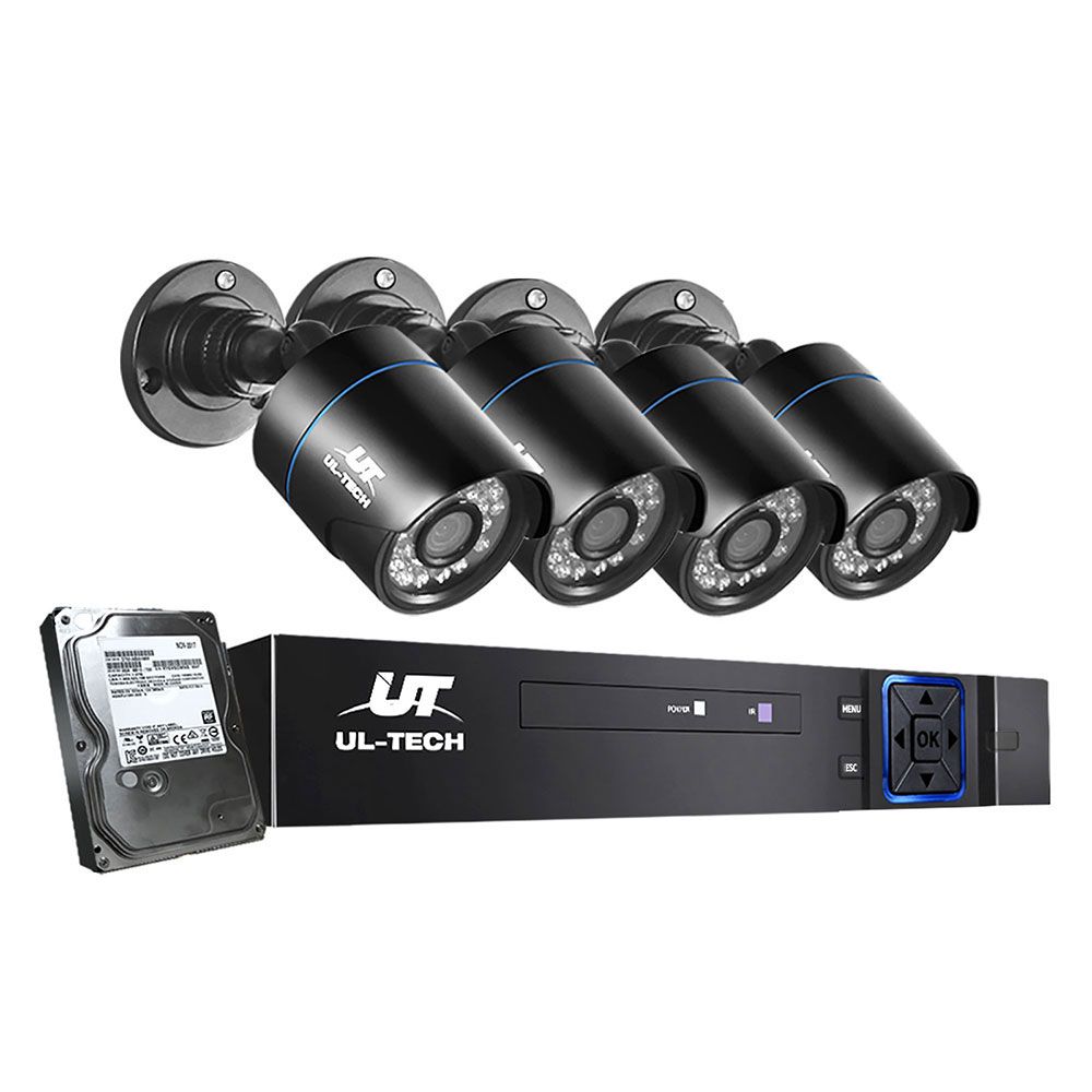 UL-Tech CCTV Security System 2TB 8CH DVR 1080P 4 Camera Sets