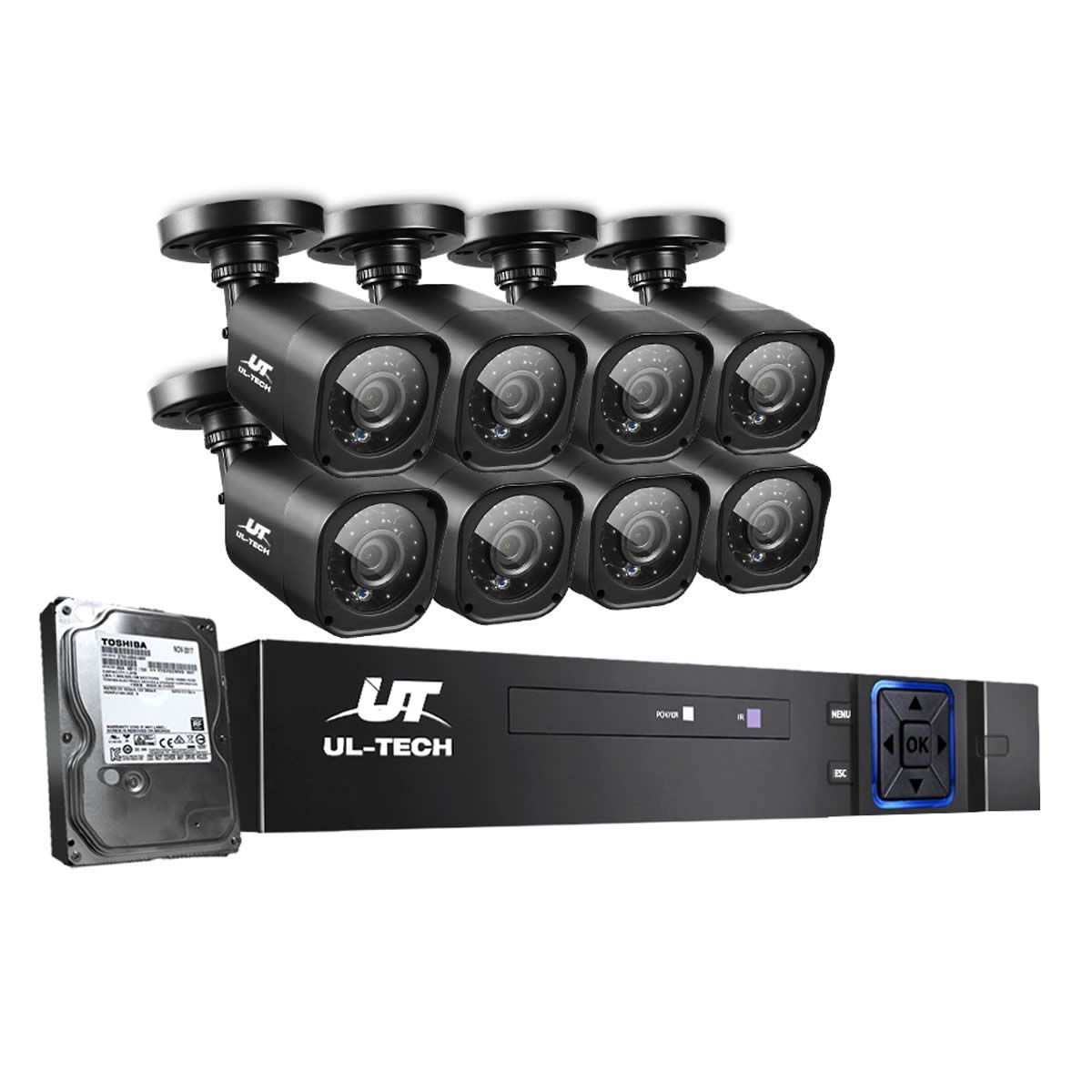 UL-Tech CCTV Security System 2TB 8CH DVR 1080P 8 Camera Sets