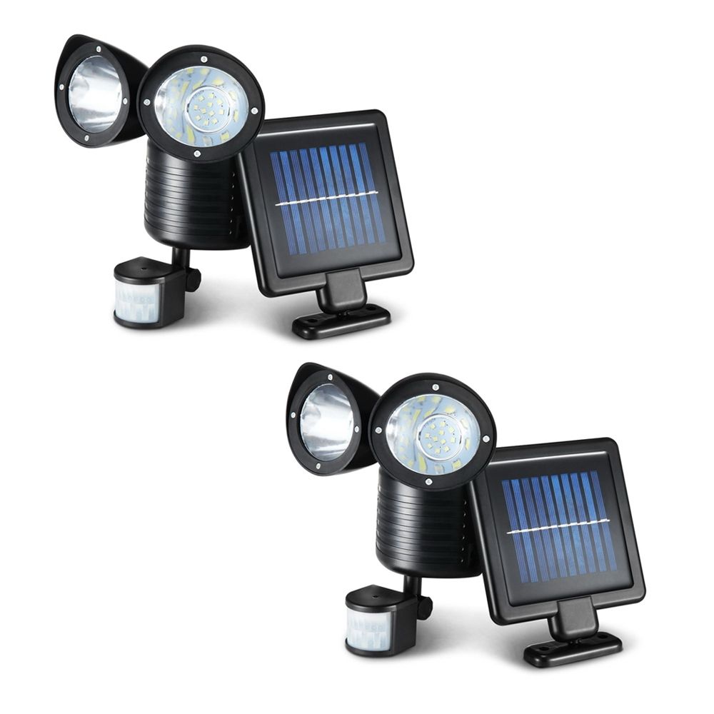 2X 22 LED Solar Powered Dual Light Security Motion Sensor Flood Lamp Outdoor