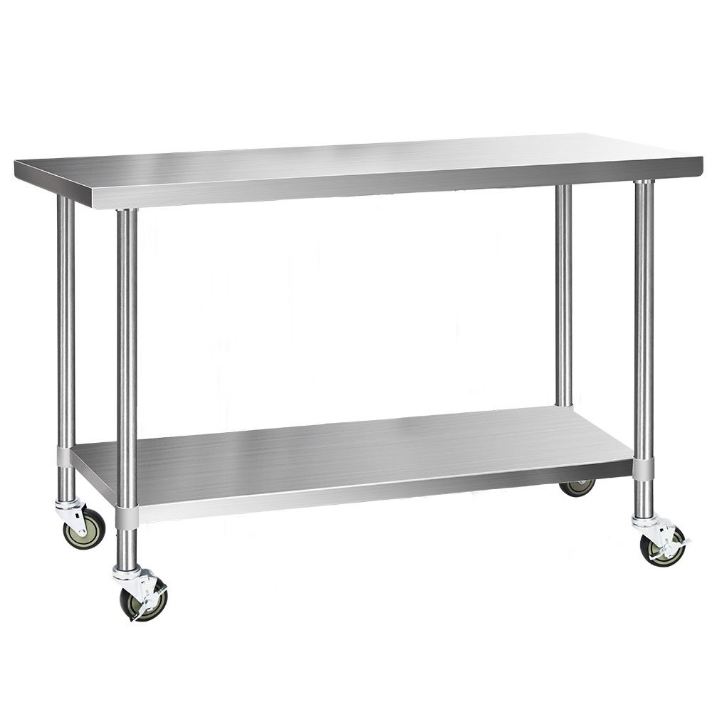 Cefito 304 Stainless Steel Kitchen Benches Work Bench Food Prep Table with Wheels 1524MM x 610MM