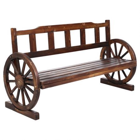 Gardeon Garden Bench Wooden Wagon Chair, Outdoor Wagon Wheel Furniture