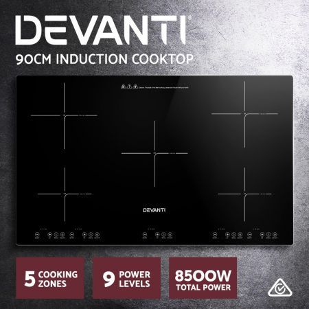 Devanti Induction Cooktop 90cm Electric Hob Stove Cooker Ceramic