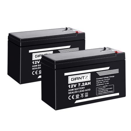 Giantz 2X 12V 7.2Ah SLA Battery AGM Rechargeable Sealed Lead Acid ...