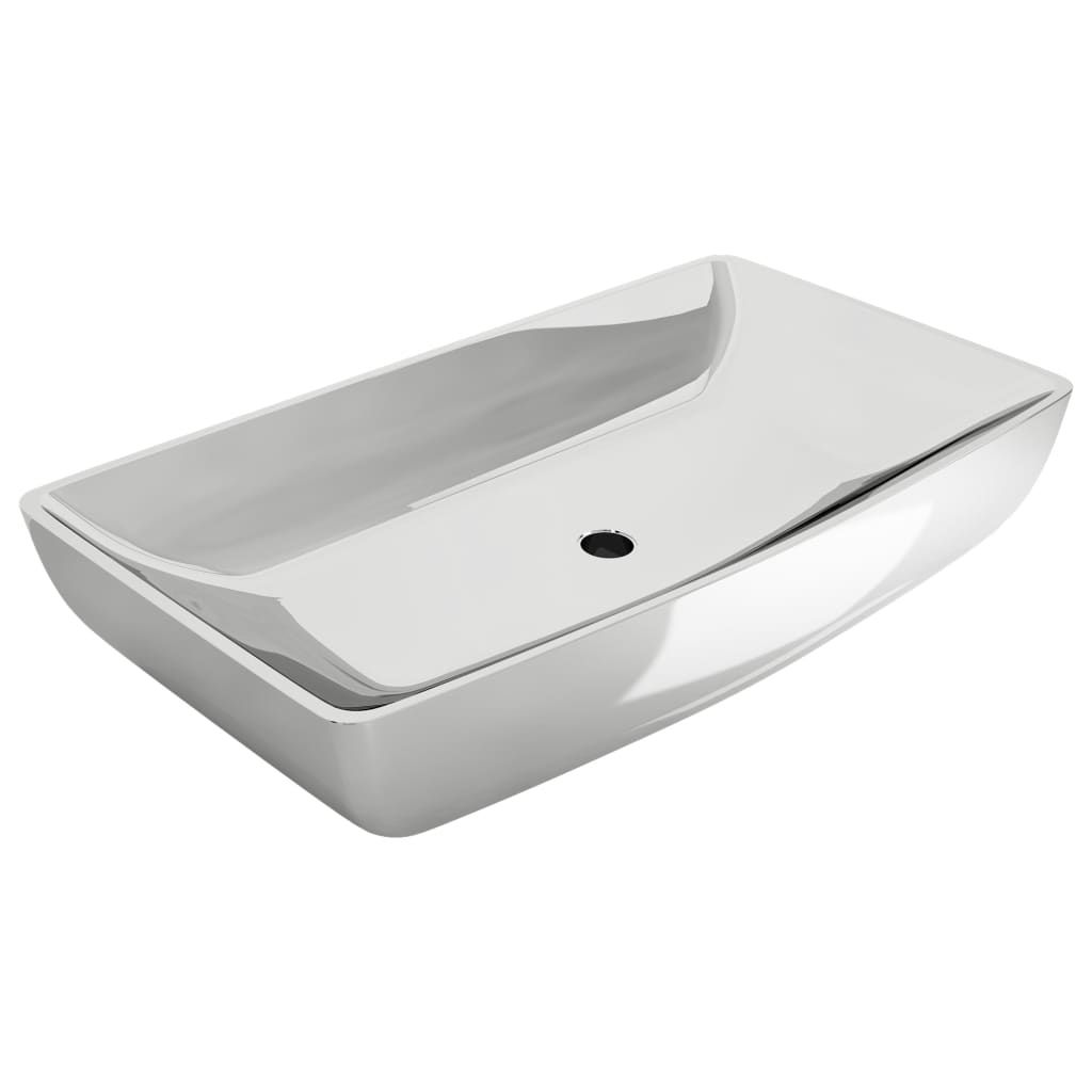 Wash Basin 71x38x13.5 cm Ceramic Silver