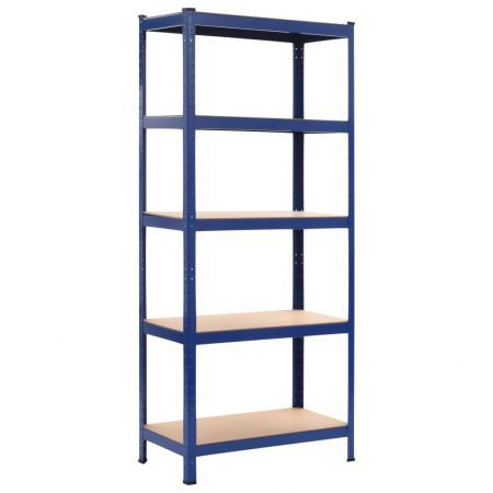 Storage Shelf Blue 80x40x180 cm Steel and MDF