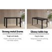 Artiss Astra 7-Piece Set Tempered Glass Dining Set Table and 6 Chairs Black