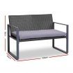 Gardeon 4 PCS Outdoor Sofa Set Rattan Furniture Glass Top Table Chairs Black